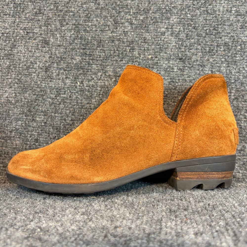 Sorel Lolla Cut Out Booties Waterproof Camel Brown Suede Shoes Womens 8.5